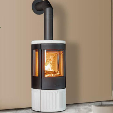 Holz-Kaminofen - E909 3V - 5 - Piazzetta - 7 kW / wandmontiert / mit 3 Sichtseiten