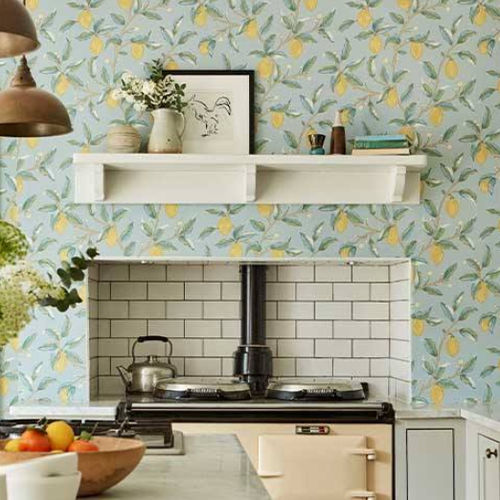 Moderne Tapete - LEMON TREE  - MORRIS & Co. - Naturmotiv / Stoffoptik / grau