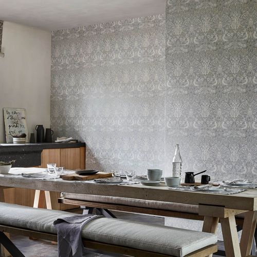 Klassische Tapete - PURE DOVE & ROSE - MORRIS & Co. - Naturmotiv / Damast-Motiv / Tiermuster
