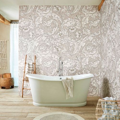 Moderne Tapete - PURE BACHELORS BUTTON - MORRIS & Co. - Blumenmotiv / monochrom / Stoffoptik