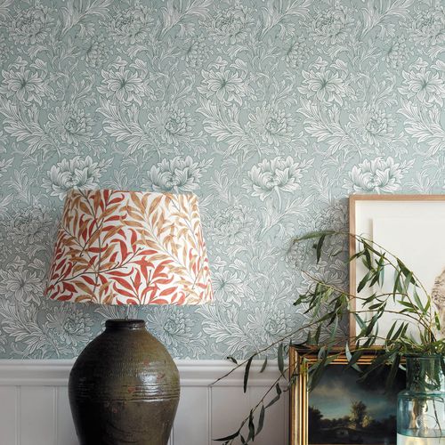 Moderne Tapete - CHRYSANTHEMUM TOILE - MORRIS & Co. - Stoff / Blumenmotiv / Naturmotiv