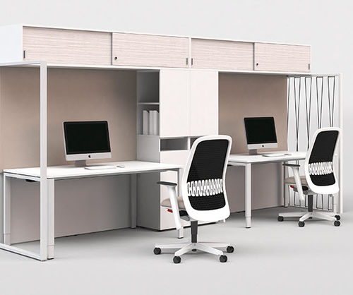 Niedriger Aktenschrank - FRAME_S - Bene GmbH - hoch / Holzfurnier / Aluminium