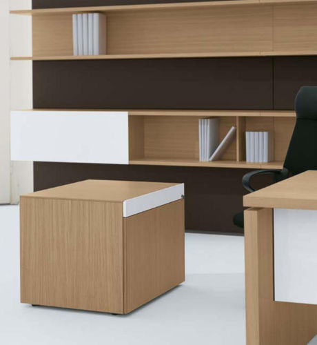 Aluminium-Schreibtischcontainer - P2 - Bene GmbH - Holz / Glas / mit 2 Schubladen