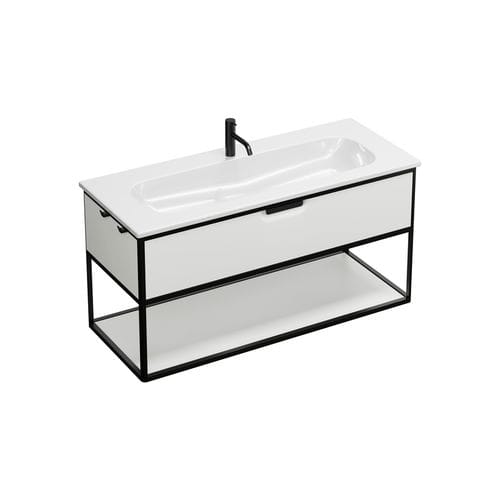 Waschbecken mit integrierten Schubladen - SGUJ123 - Burgbad - Einbau / Keramik / Aluminium