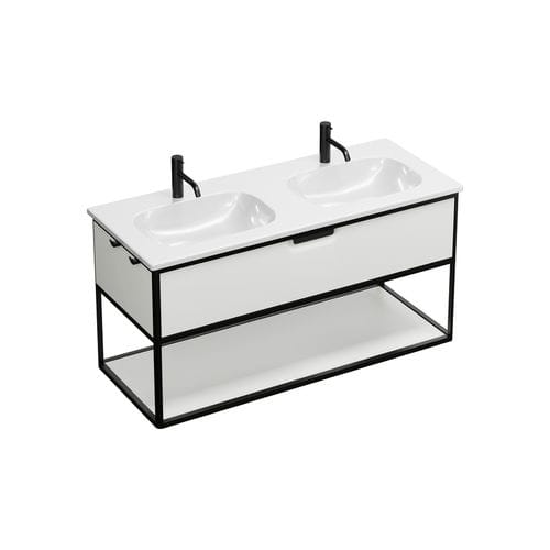 Einbauwaschbecken - SGUL123 - Burgbad - Keramik / Aluminium / mit integriertem Handtuchhalter