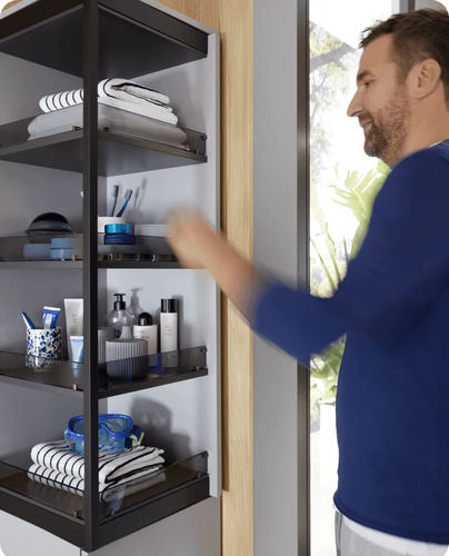 Drehbarer Badezimmer-Schrank - MagicTwist - Burgbad - modern / für Privatgebrauch / Holzfurnier
