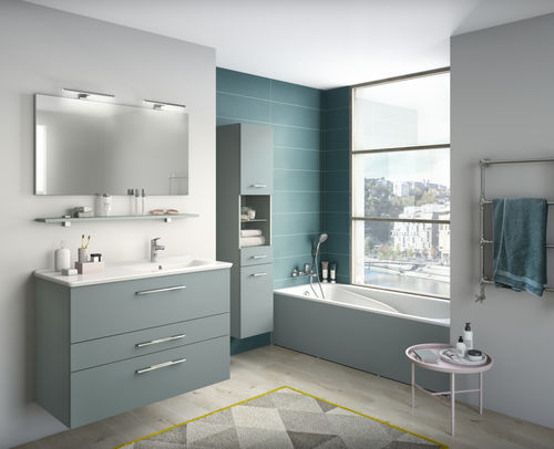 Modernes Badezimmer - GRAPHIC Mélodie Vert aloé mat - Delpha - Holz / Keramik / maßgefertigt