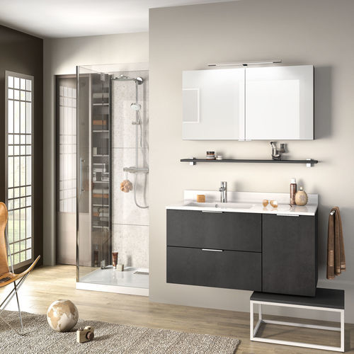 Modernes Badezimmer - EVOLUTION Alba Béton anthracite structuré - Delpha - Glas / aus Beton / maßgefertigt