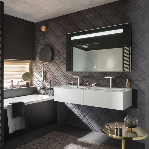 Modernes Badezimmer - ARCHI - Delpha - Holz, lackiert seidenmatt / Glas / Edelstahl