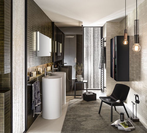 Modernes Badezimmer - TOTEM - Delpha - Nussbaum / Ebenholz / Mineralwerkstoff