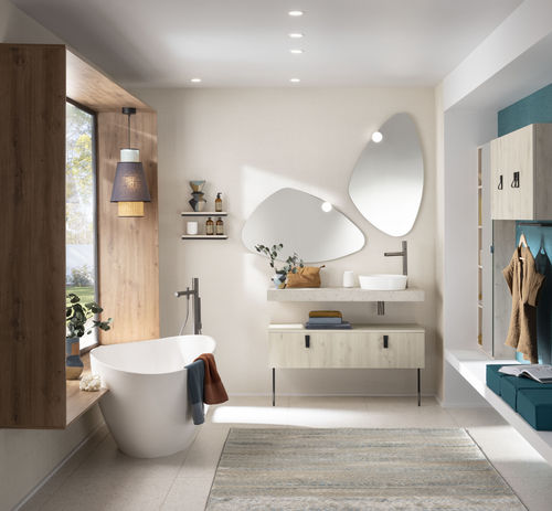 Modernes Badezimmer - ARCHI - Delpha - Natureiche / Leder / maßgefertigt