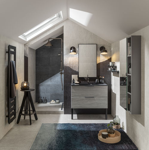 Modernes Badezimmer - ONDE - Delpha - Eiche / Stein / maßgefertigt