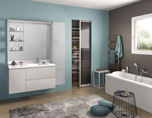 Modernes Badezimmer - EVOLUTION Capture Argile mat - Delpha - Holz / Keramik / Ton