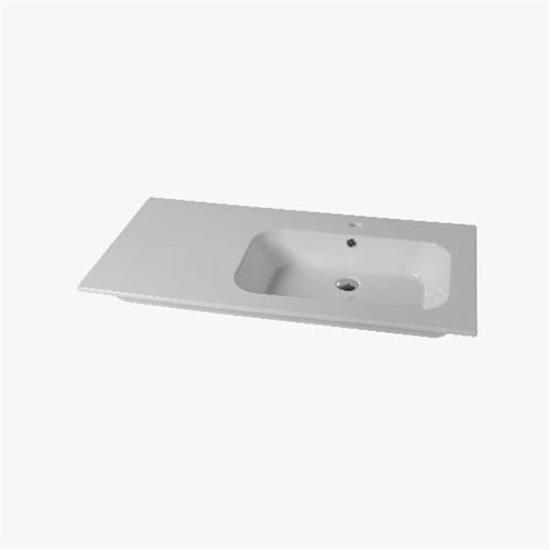 Einbauwaschbecken - QUBO : QS121SX101 - Disegno Ceramica - Keramik / mit integrierter Waschtischplatte / rechteckig