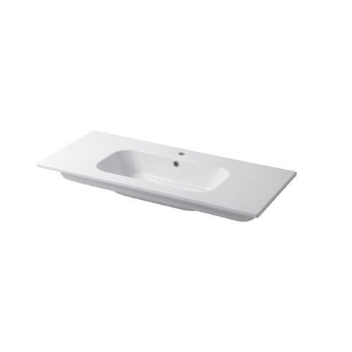 Einbauwaschbecken - QUBO : QS12151101 - Disegno Ceramica - Keramik / mit integrierter Waschtischplatte / rechteckig