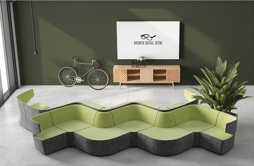 Moderne Polsterbank - LOUNGE PUZZLE - DRIGANI SRL - Stoff / für Büro / mit Rückenlehne
