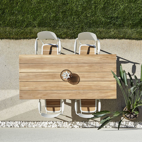 Moderner Tisch - MANILA - DRIGANI SRL - Teakholz / Gestell aus lackiertem Aluminium / rechteckig