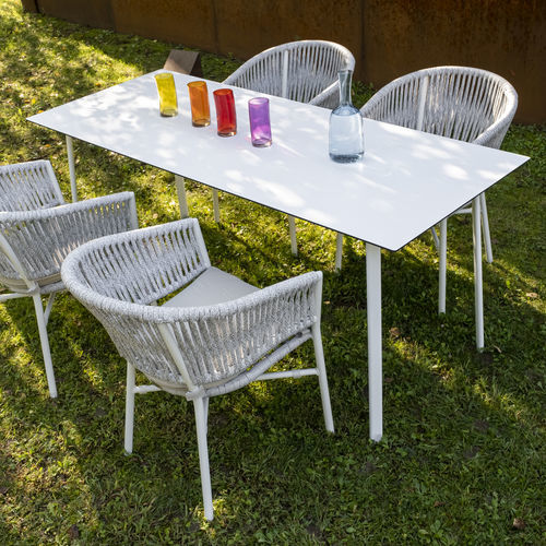 Moderner Tisch - BAHIA - DRIGANI SRL - HPL / Gestell aus Metall / rechteckig