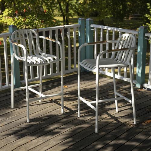 Moderner Hocker - ARIA - DRIGANI SRL - Teakholz / Aluminium / Gestell aus Aluminium