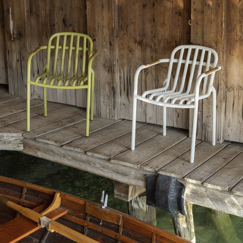 Moderner Sessel - ARIA  - DRIGANI SRL - Aluminium / Teakholz / Aluminium
