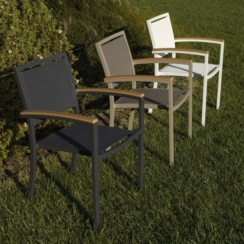 Moderner Sessel - CLUB - DRIGANI SRL - Teakholz / Aluminium / Aluminium