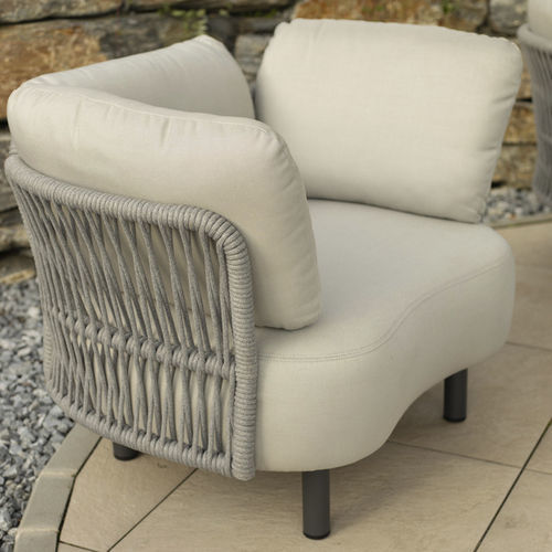 Moderner Sessel - MOON  - DRIGANI SRL - Leder / Schaumstoff / Aluminium