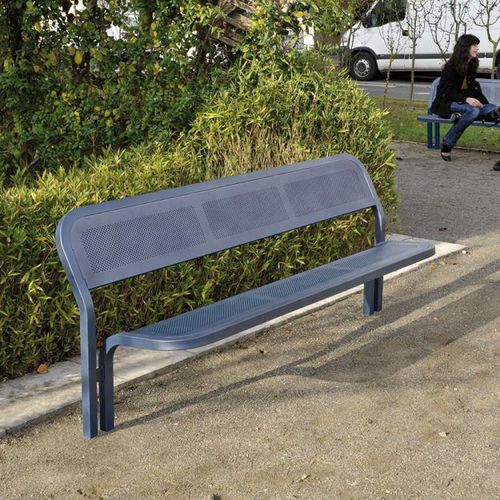 Moderne Bank für den öffentlichen Raum - CONVIVIALE® - PROCITY - Lochblech / galvanisiertem Stahl / Stahl