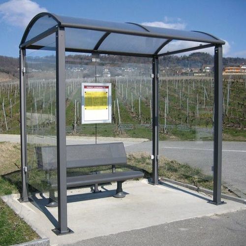 Glasbuswartehalle - SQUARE - PROCITY - Stahl / Aluminium / mit Bank