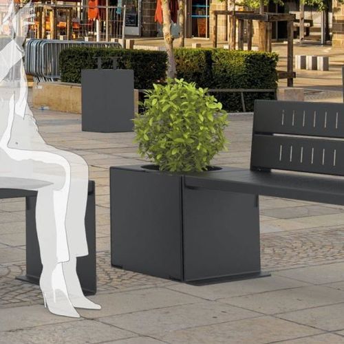 Eiche-Pflanzkübel - KUBE - PROCITY - Mahagoni / galvanisiertem Stahl / aus lackiertem Stahl