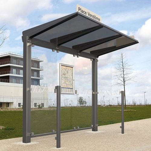 Glasbuswartehalle - VENISE - PROCITY - anodisiertes Aluminium / mit Bank / mit Überdachung aus Polycarbonat