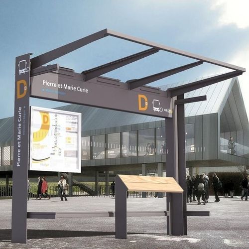 Glasbuswartehalle - KUBE. - PROCITY - Stahl / Aluminium / mit Bank