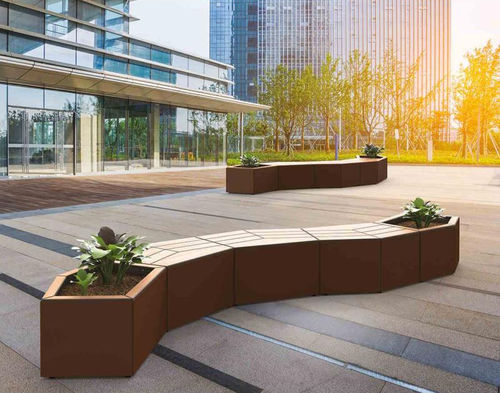 Moderne Bank für den öffentlichen Raum - CAIRO  - PROCITY - Stahlblech / galvanisiertem Stahl / Laminat