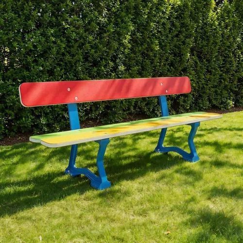 Bank für den öffentlichen Raum / aus lackiertem Stahl - MORA JUNIOR - PROCITY - HDPE / mit Rückenlehne / für Kinder