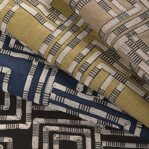 Vorhangstoff - CIRCUIT EMB  - Lee Jofa - geometrisches Muster / Polyester / Baumwolle
