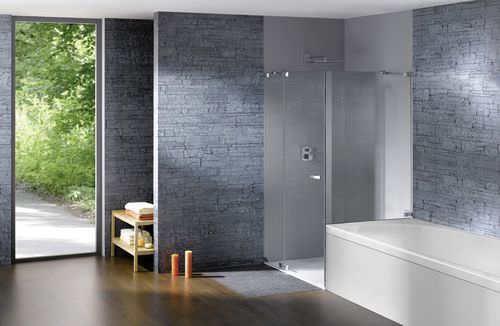 Einflügelige Duschwand - STUDIO PARIS ELEGANCE - Hüppe - für Eckeinbau / Hartglas / rahmenlos