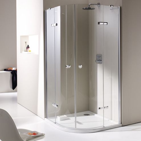 Einflügelige Duschwand - ENJOY ELEGANCE - Hüppe - gebogen / für Eckeinbau / teilgerahmt