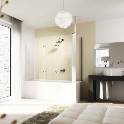 Faltbarer Badewannen-Duschwand - DESIGN ELEGANCE - Hüppe - rahmenlos