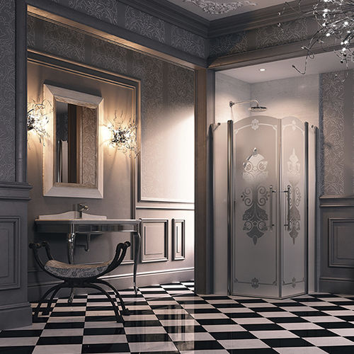 Einflügelige Duschwand - DESIGN VICTORIAN - Hüppe - für Eckeinbau / teilgerahmt