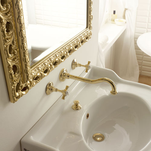 Zweigriffmischer für Waschtisch - AN142POL - Sbordoni - wandmontiert / Metall / für Badezimmer