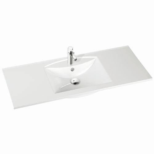 Wand-Waschbecken - LARISSA 120 - Marmorin - Keramik / mit integrierter Waschtischplatte / rechteckig