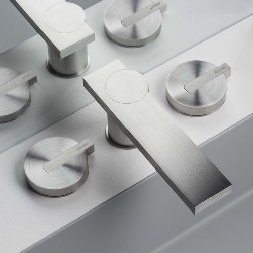 Zweigriffmischer für Waschtisch - PR50AE201INOX - Ritmonio Rubinetterie Srl - Aufsatz / Edelstahl / für Badezimmer