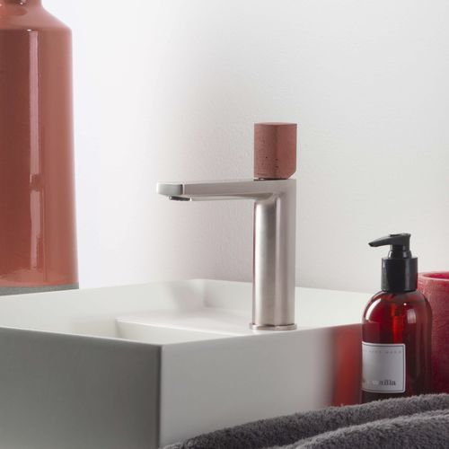 Einhebelmischer für Waschtisch - PR43AU101IX+PR43MA001M06 - Ritmonio Rubinetterie Srl - Aufsatz / verchromter Messing / Beton