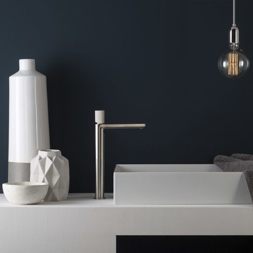 Einhebelmischer für Waschtisch - PR43AV201IX+PR43MA001M03 - Ritmonio Rubinetterie Srl - Aufsatz / verchromter Messing / Beton