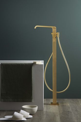 Einhebelmischer für Badewanne - PR35DD201GOX+PR35MC101GOX - Ritmonio Rubinetterie Srl - bodenstehend / verchromter Messing / für den Innenraum