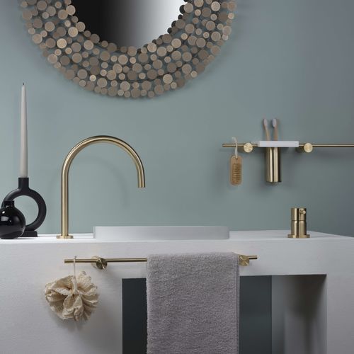 Einhebelmischer für Waschtisch - E0BA0125H1INOX - Ritmonio Rubinetterie Srl - Aufsatz / gebürsteter Edelstahl / für Badezimmer