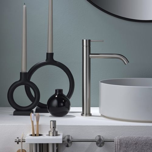 Einhebelmischer für Waschtisch - E0BA0129DSINOX - Ritmonio Rubinetterie Srl - Aufsatz / gebürsteter Edelstahl / für Badezimmer