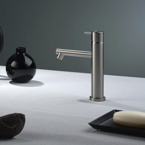 Einhebelmischer für Waschtisch - E0BA0123DINOX - Ritmonio Rubinetterie Srl - Aufsatz / gebürsteter Edelstahl / für Badezimmer
