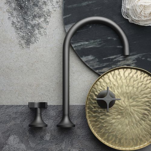 Zweigriffmischer für Waschtisch - PR53AE202F31 - Ritmonio Rubinetterie Srl - Aufsatz / verchromter Messing / für Badezimmer