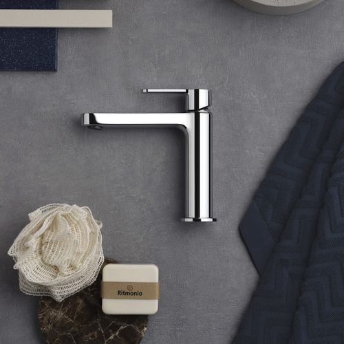 Einhebelmischer für Waschtisch - PR37AA201CRL - Ritmonio Rubinetterie Srl - Aufsatz / verchromter Messing / für Badezimmer