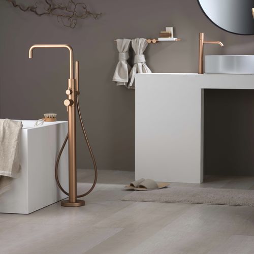 Einhebelmischer für Badewanne - PR51DD201F36+PR51ML104F36 - Ritmonio Rubinetterie Srl - bodenstehend / verchromter Messing / für Badezimmer